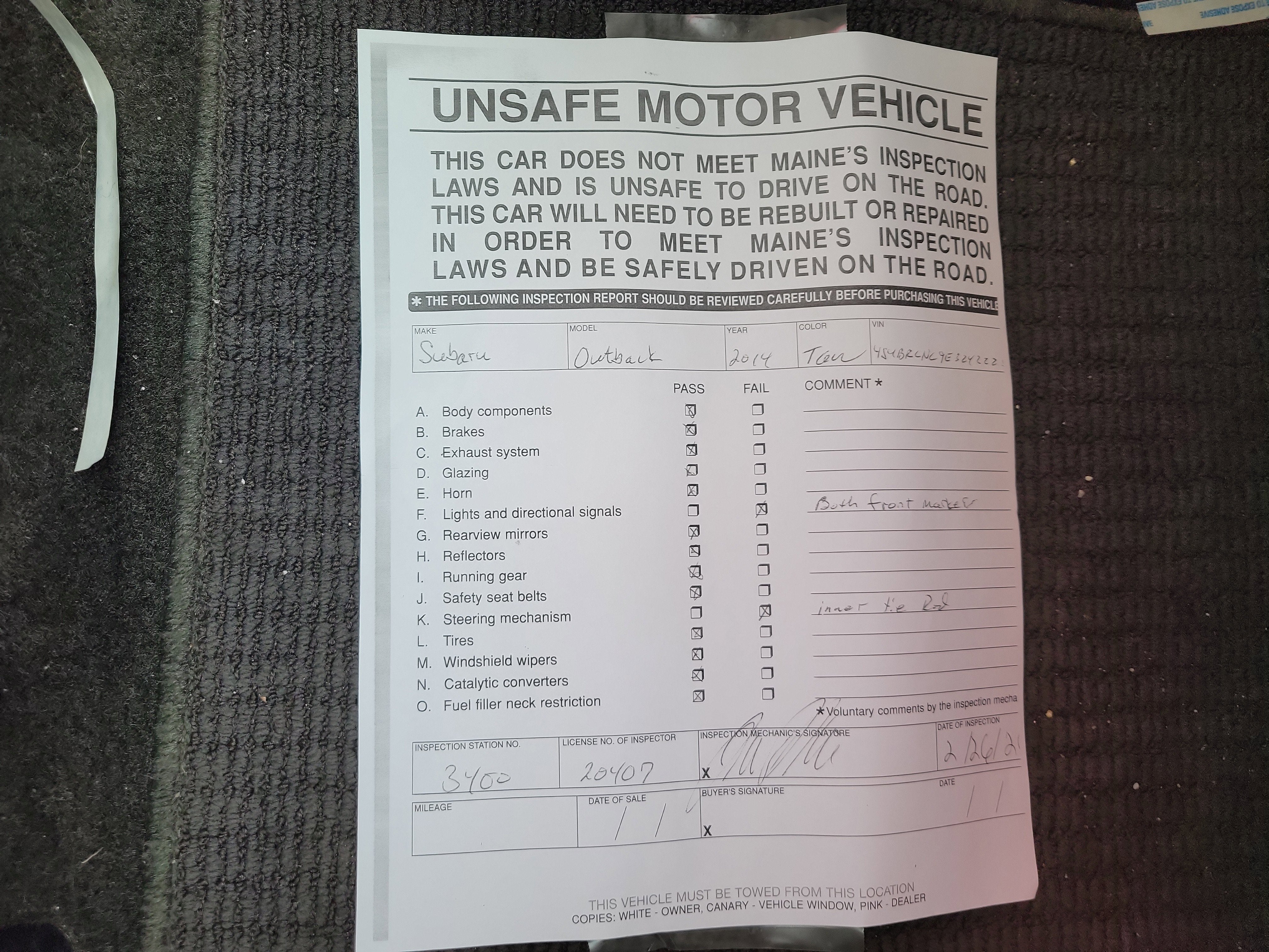 2014 Subaru Outback 2.5i Limited